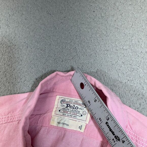 VINTAGE Polo Ralph Lauren Shirt Men Large Pink Double Dual Pocket USA Made Ivy - Picture 6 of 13